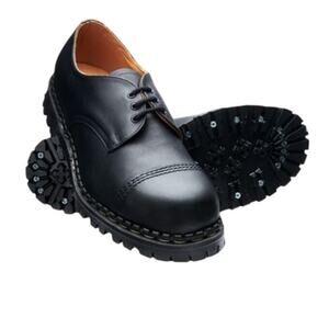 Black Greasy Steel Toe Capped Gibson Shoe Made in England Men UK 5/ 6us Unisex